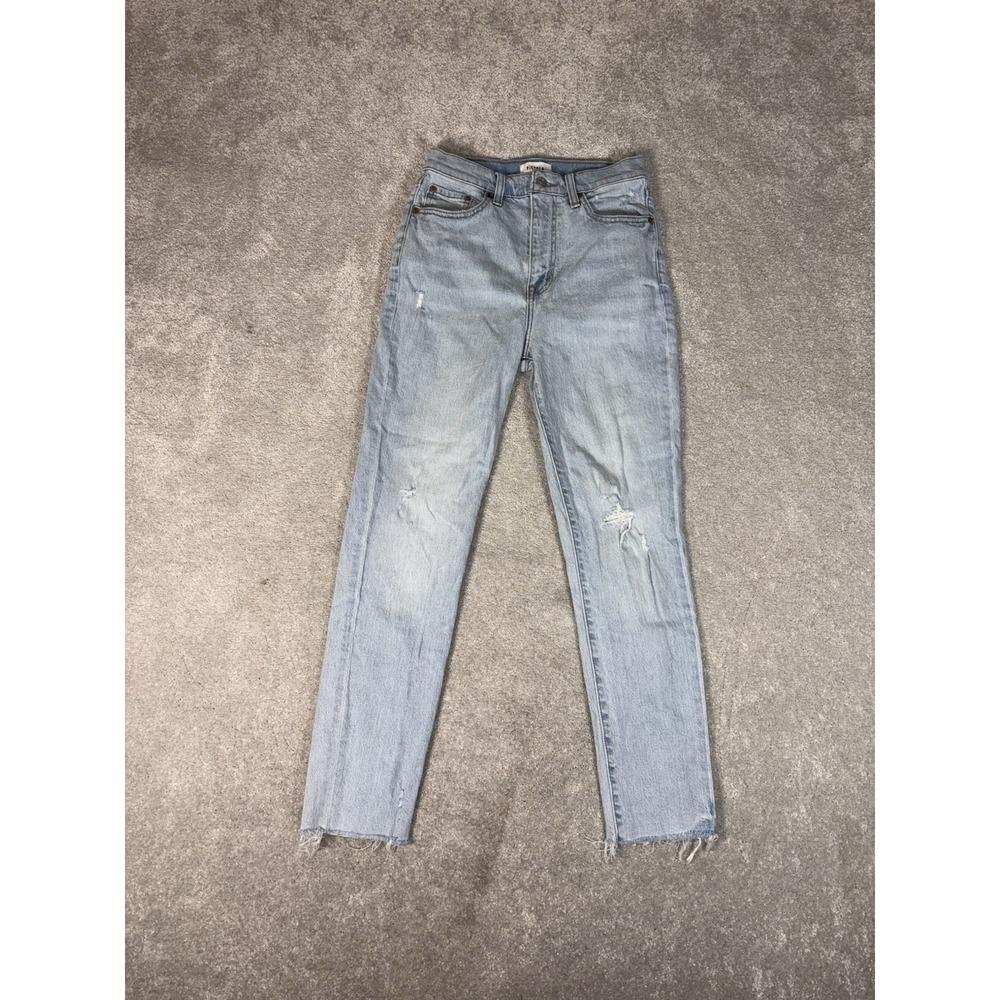 pistola kate slim‎ jean high rise raw hem light wash 26